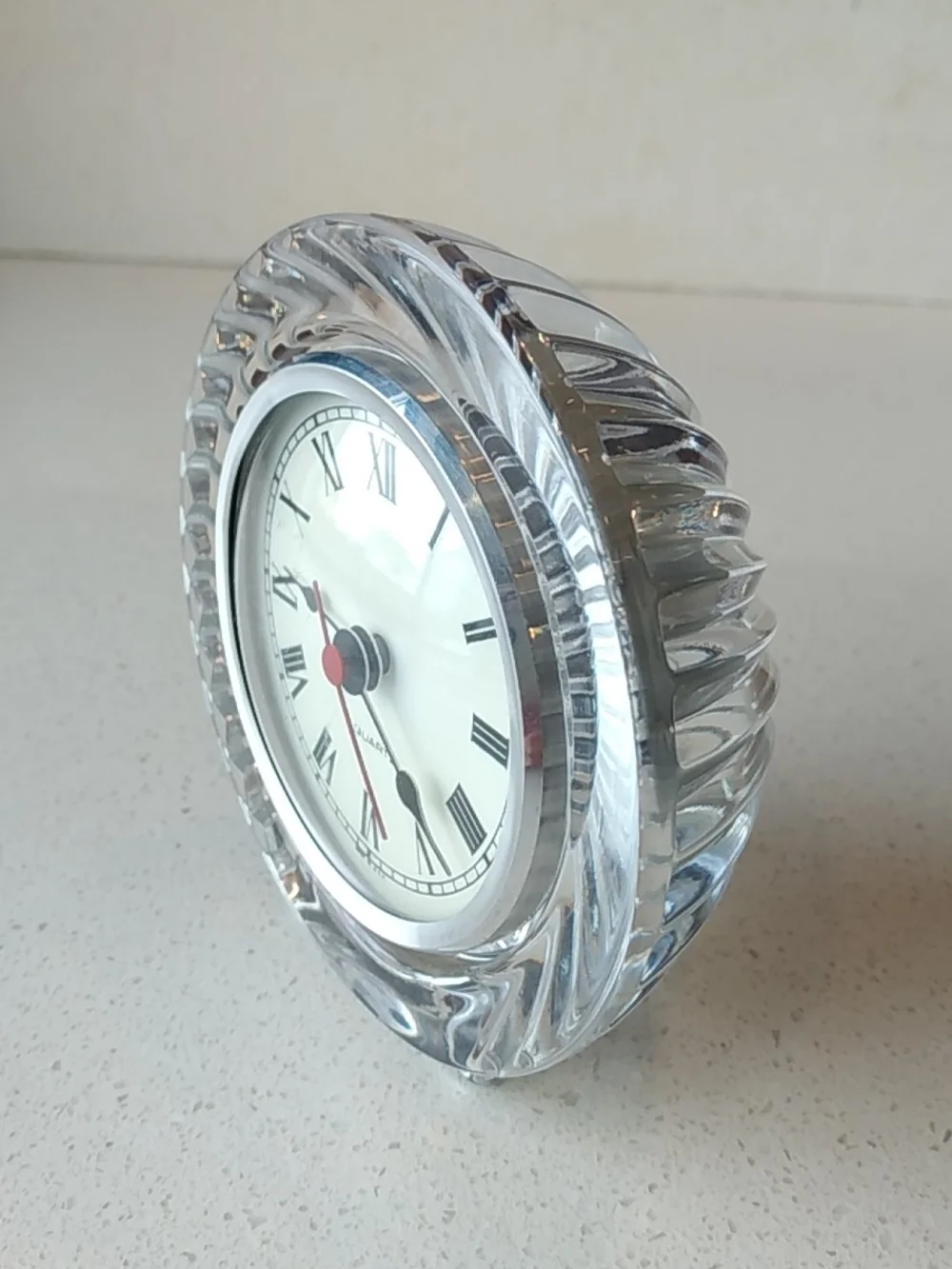 Cristal D'Arques France Classic Clear Crystal Table Clock - Silver Tone Accent